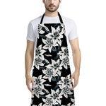 Lily Floral Pattern Print Bib Apron With Pocket
