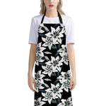 Lily Floral Pattern Print Bib Apron With Pocket