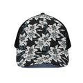 Lily Floral Pattern Print Black Mesh Trucker Hat