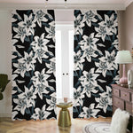 Lily Floral Pattern Print Blackout Pencil Pleat Curtains