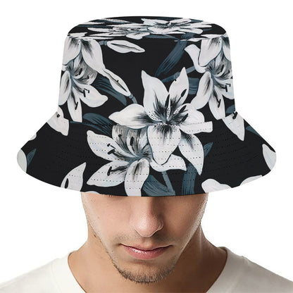 Lily Floral Pattern Print Bucket Hat