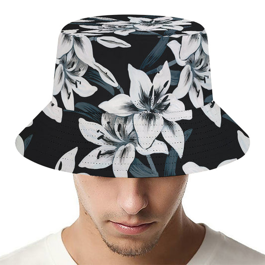Lily Floral Pattern Print Bucket Hat