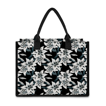 Lily Floral Pattern Print Canvas Tote Bag