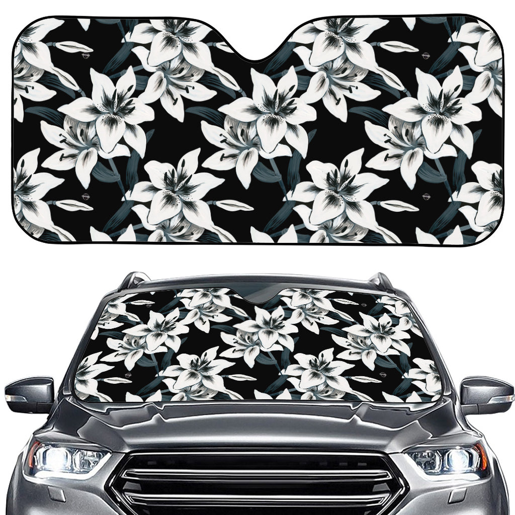 Lily Floral Pattern Print Car Windshield Sun Shade