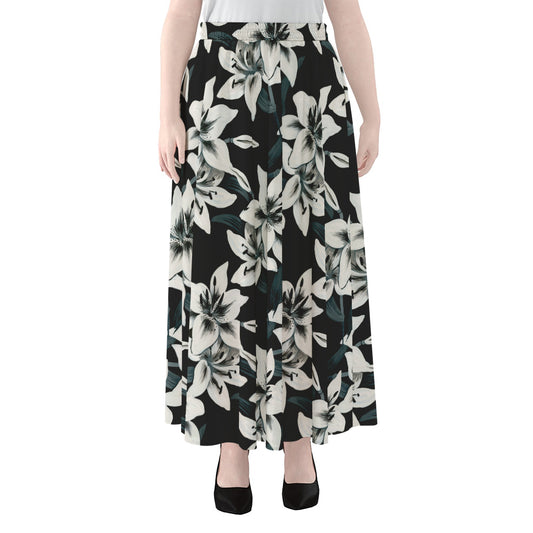 Lily Floral Pattern Print Chiffon Maxi Skirt