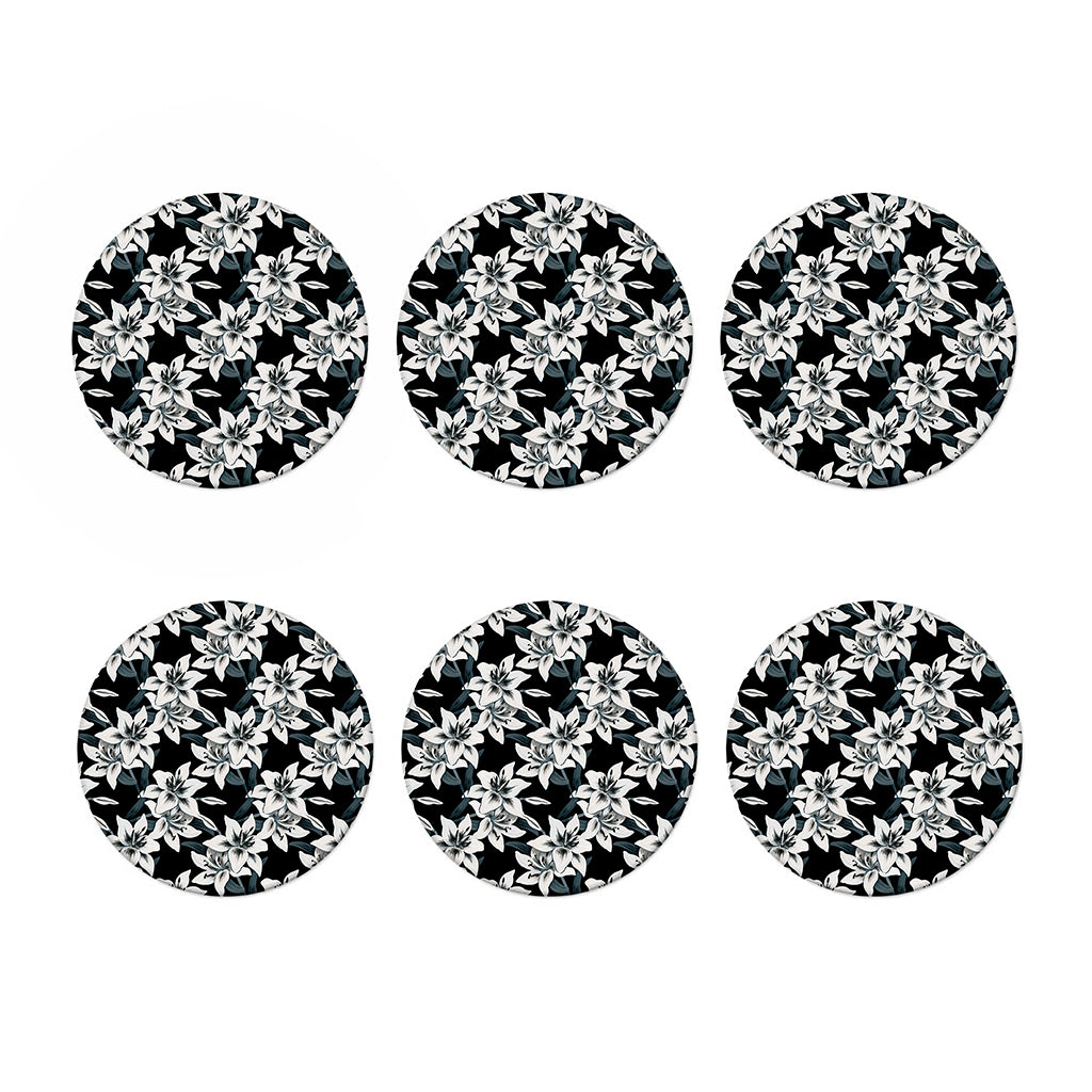 Lily Floral Pattern Print Coaster Set