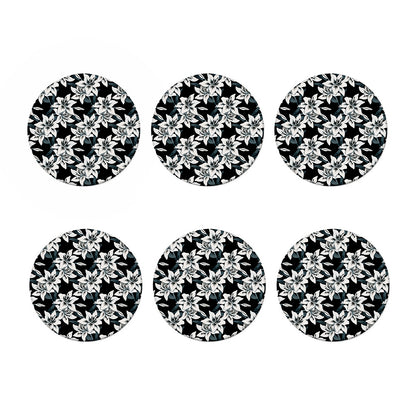 Lily Floral Pattern Print Coaster Set