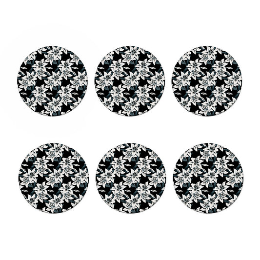 Lily Floral Pattern Print Coaster Set