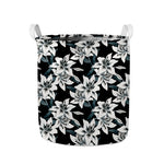 Lily Floral Pattern Print Collapsible Laundry Basket