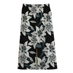 Lily Floral Pattern Print Cotton Front Slit Maxi Skirt