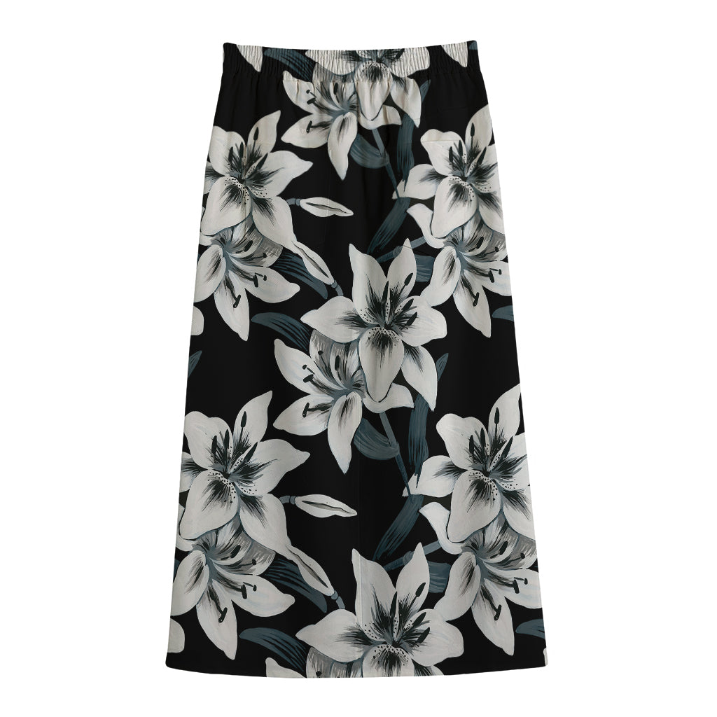 Lily Floral Pattern Print Cotton Front Slit Maxi Skirt