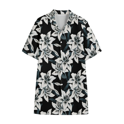 Lily Floral Pattern Print Cotton Hawaiian Shirt