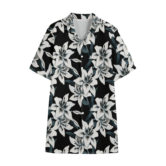 Lily Floral Pattern Print Cotton Hawaiian Shirt