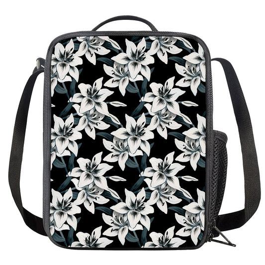 Lily Floral Pattern Print Crossbody Lunch Bag