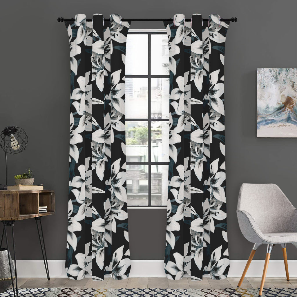Lily Floral Pattern Print Curtain