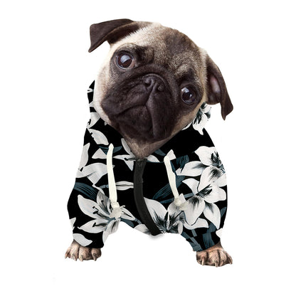 Lily Floral Pattern Print Dog Zip Up Hoodie