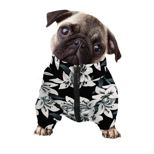 Lily Floral Pattern Print Dog Zip Up Jacket