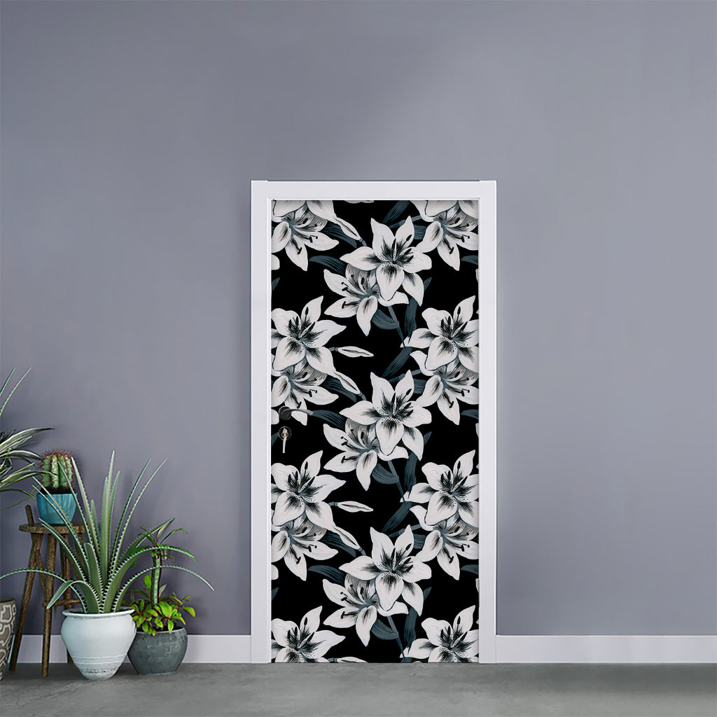 Lily Floral Pattern Print Door Sticker