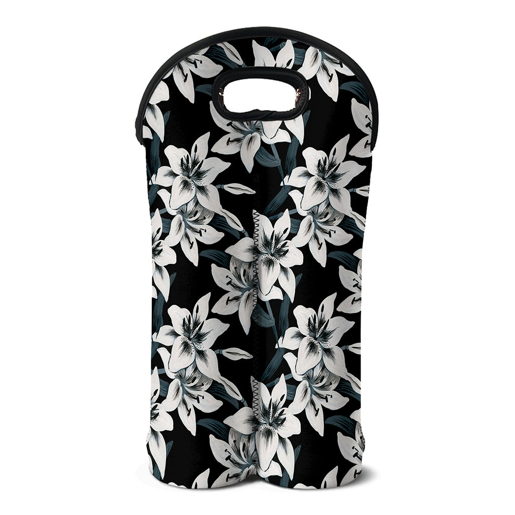 Lily Floral Pattern Print Double Neoprene Wine Tote