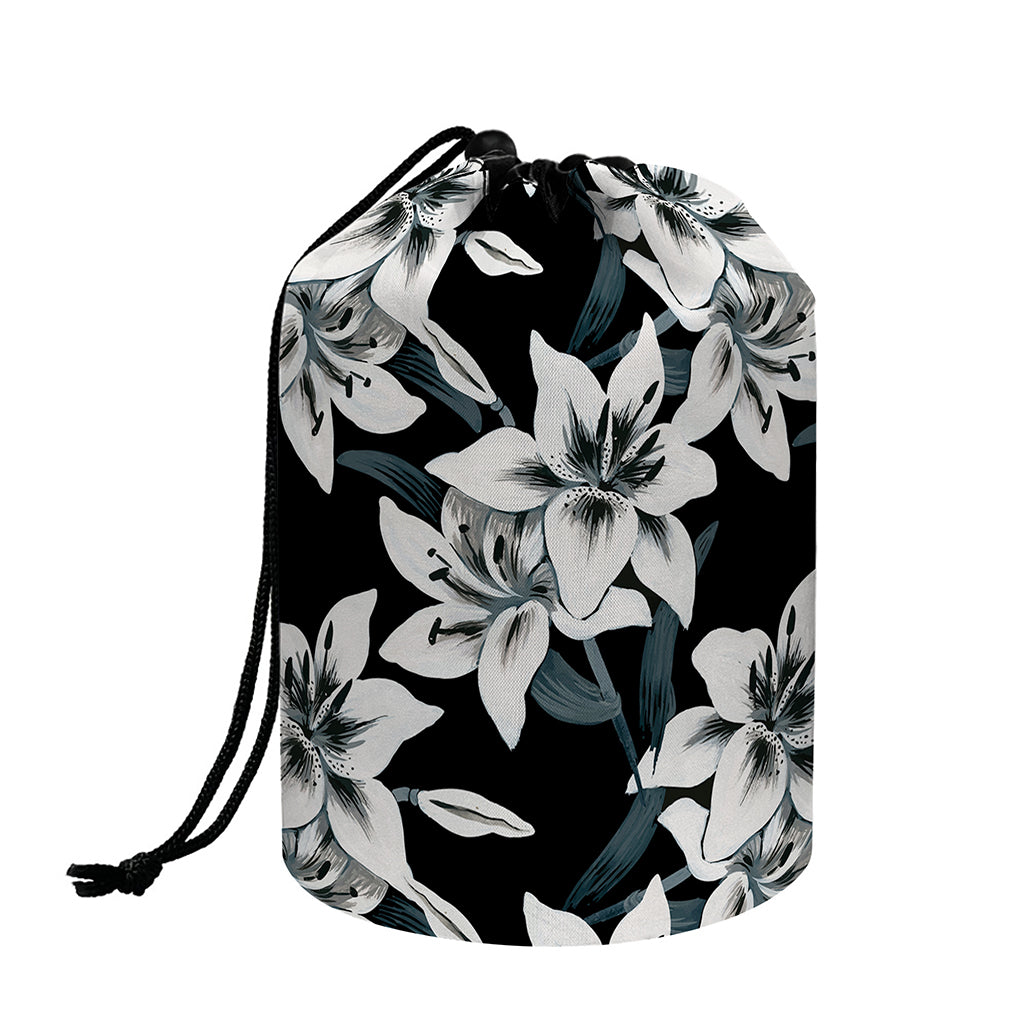 Lily Floral Pattern Print Drawstring Makeup Bag