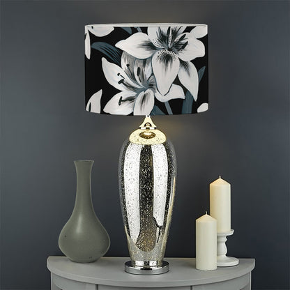 Lily Floral Pattern Print Drum Lamp Shade