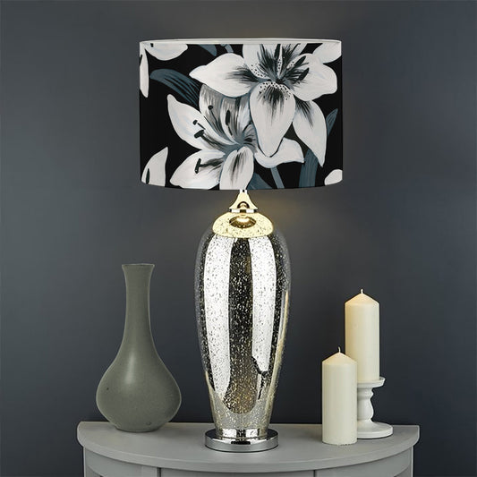 Lily Floral Pattern Print Drum Lamp Shade