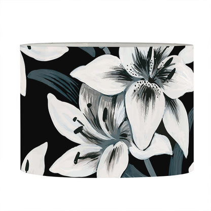Lily Floral Pattern Print Drum Lamp Shade