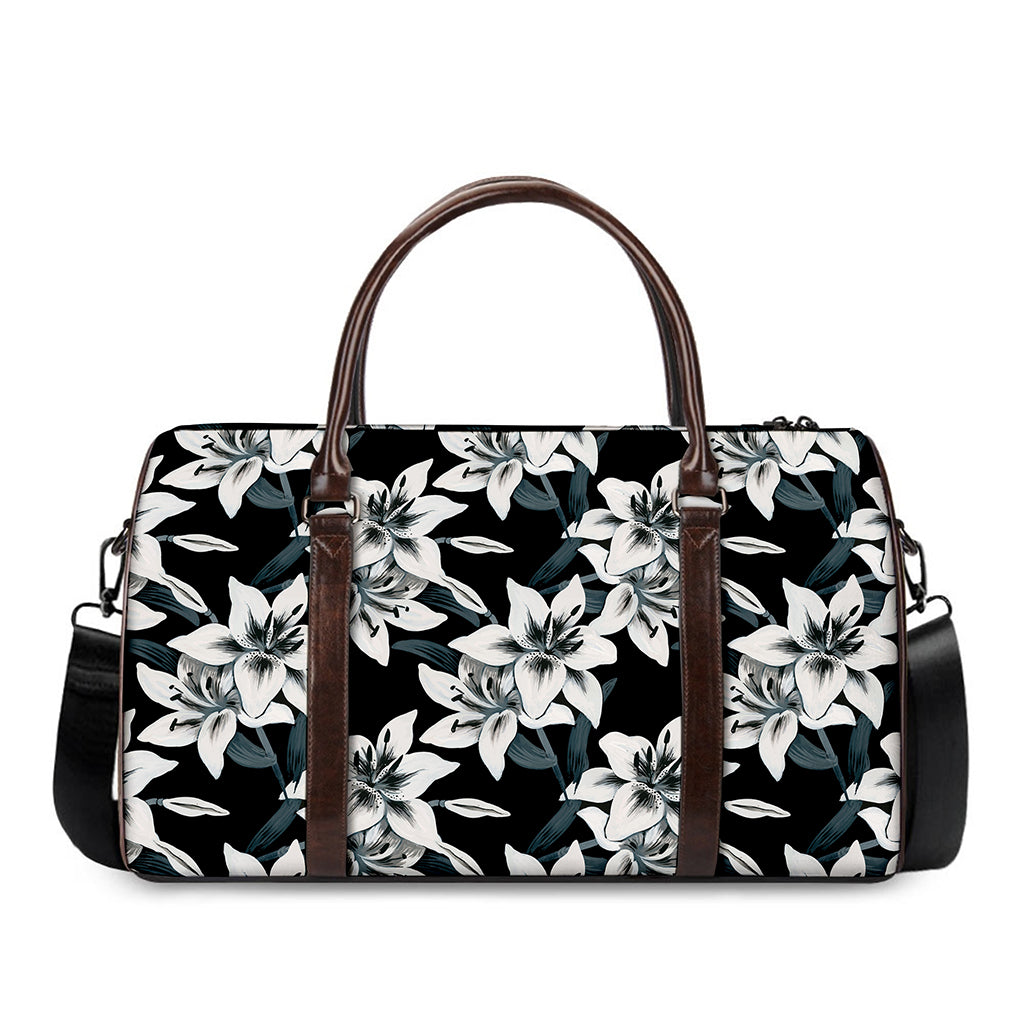 Lily Floral Pattern Print Duffle Bag
