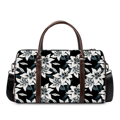 Lily Floral Pattern Print Duffle Bag