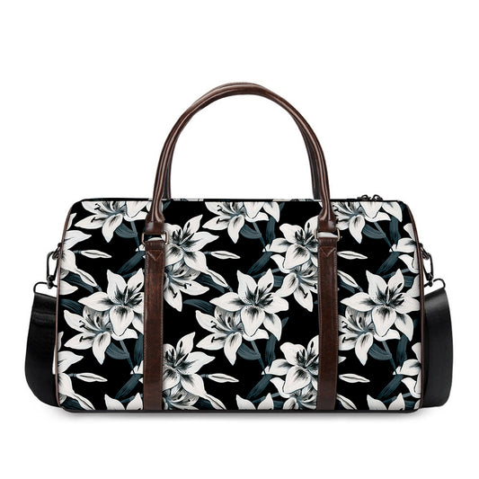 Lily Floral Pattern Print Duffle Bag