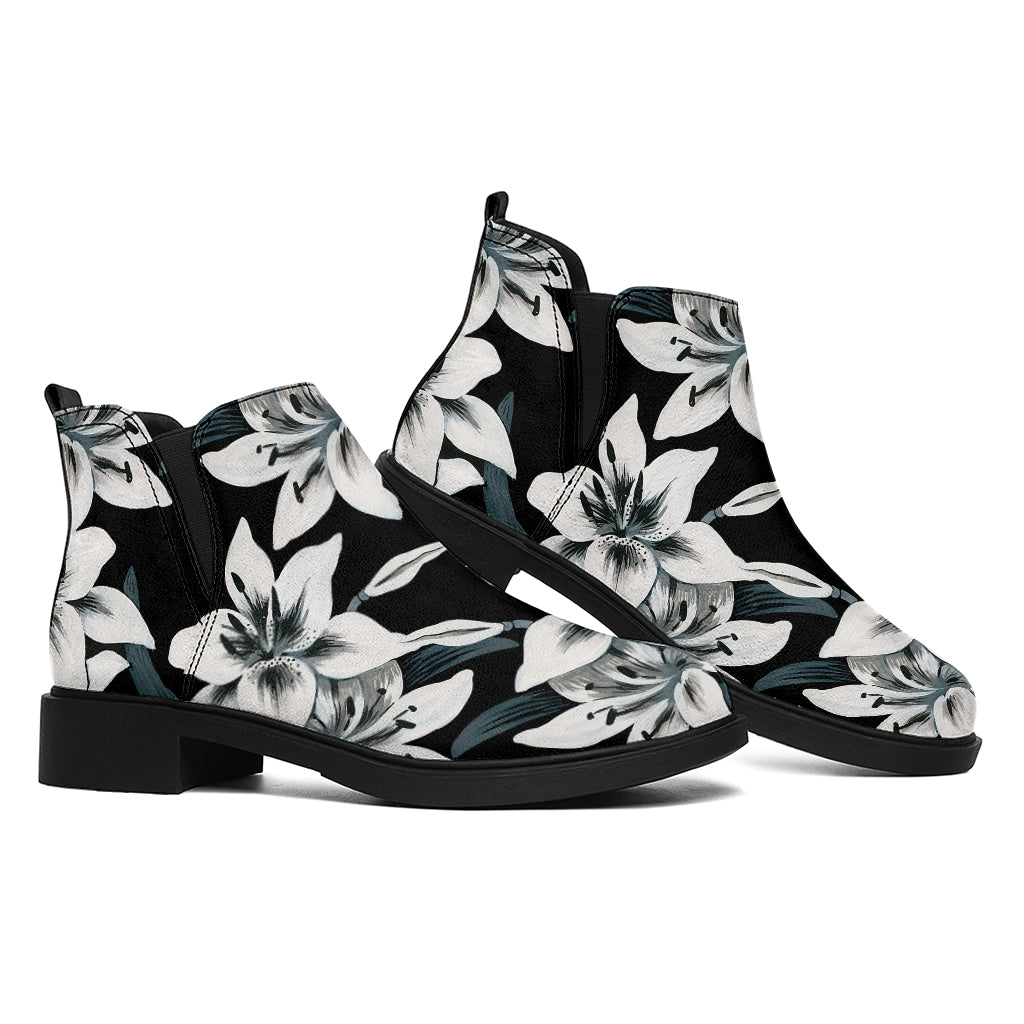 Lily Floral Pattern Print Flat Ankle Boots