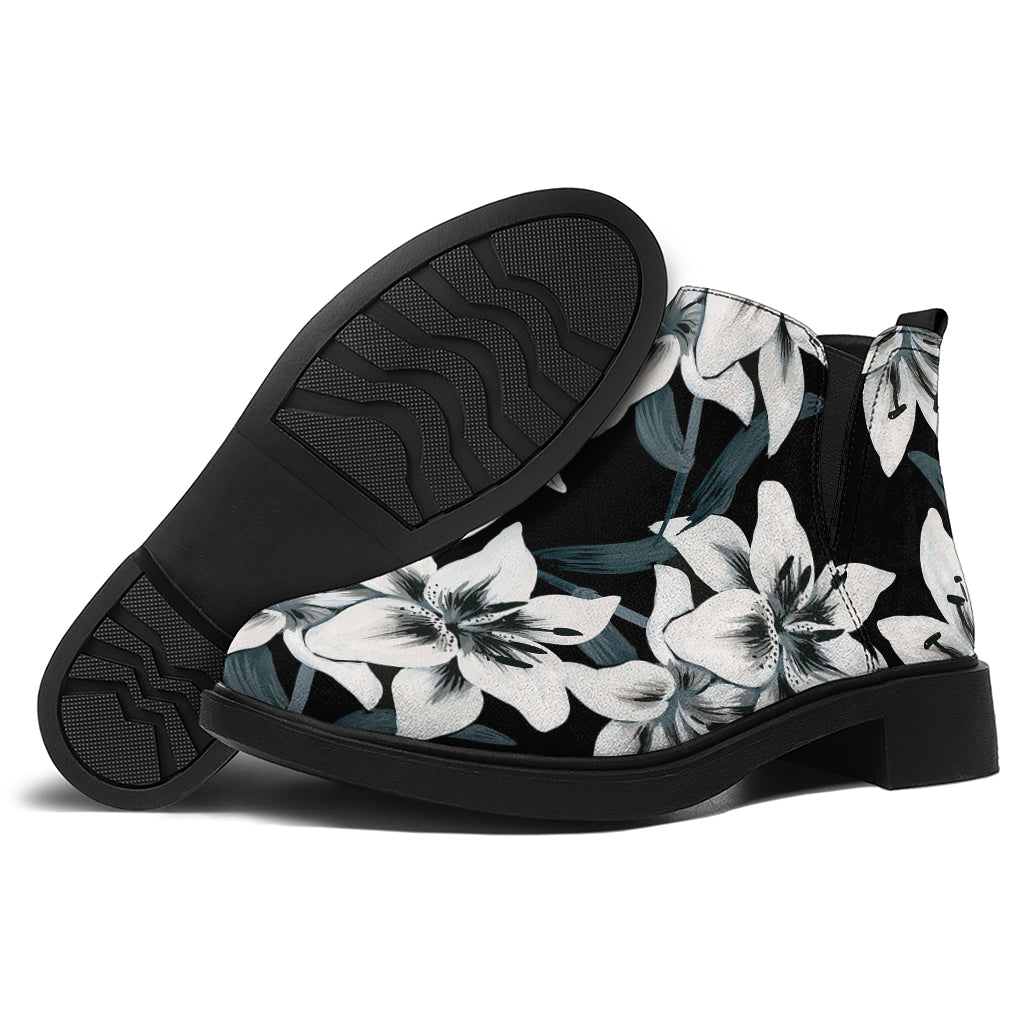 Lily Floral Pattern Print Flat Ankle Boots
