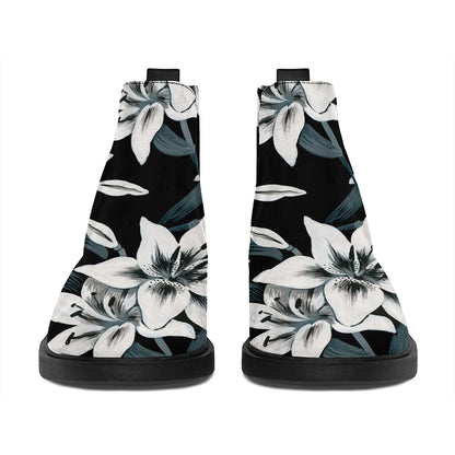 Lily Floral Pattern Print Flat Ankle Boots