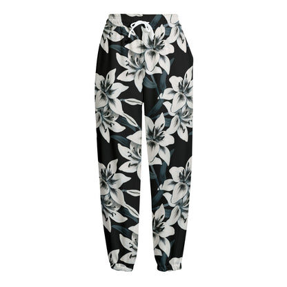 Lily Floral Pattern Print Fleece Lined Knit Pants