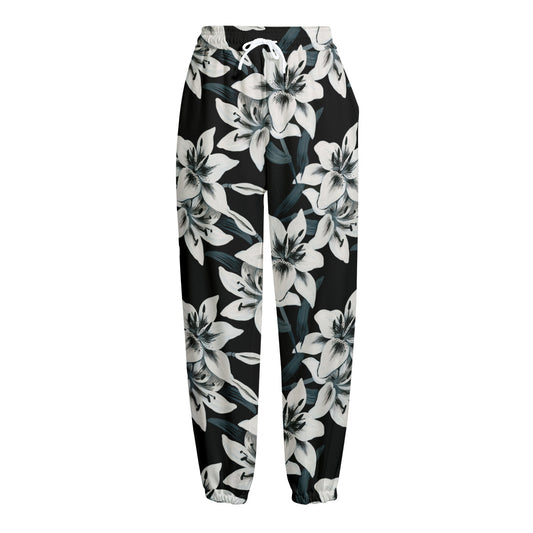 Lily Floral Pattern Print Fleece Lined Knit Pants