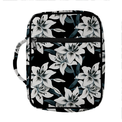 Lily Floral Pattern Print Front Pocket Bible Bag