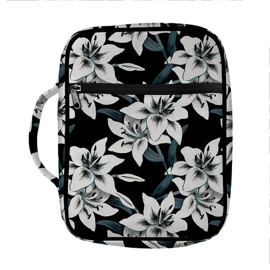 Lily Floral Pattern Print Front Pocket Bible Bag