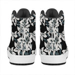 Lily Floral Pattern Print High Top Leather Sneakers