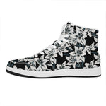 Lily Floral Pattern Print High Top Leather Sneakers