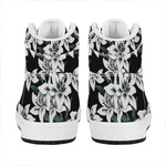 Lily Floral Pattern Print High Top Leather Sneakers