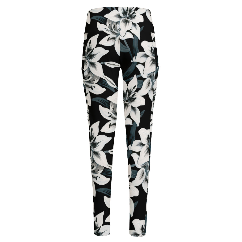 Lily Floral Pattern Print High-Waisted Pocket Leggings