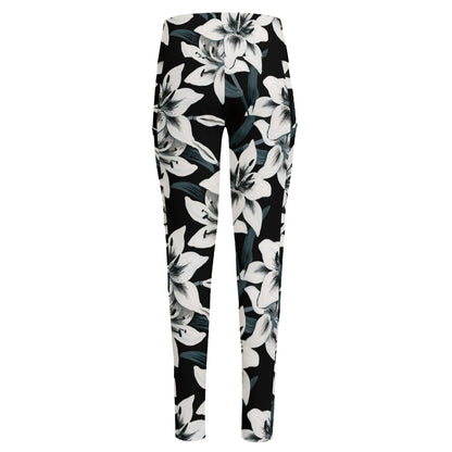 Lily Floral Pattern Print High-Waisted Pocket Leggings