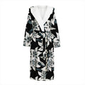 Lily Floral Pattern Print Hooded Bathrobe