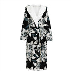 Lily Floral Pattern Print Hooded Bathrobe