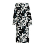 Lily Floral Pattern Print Hooded Bathrobe
