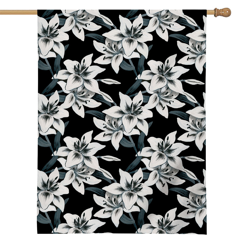 Lily Floral Pattern Print House Flag
