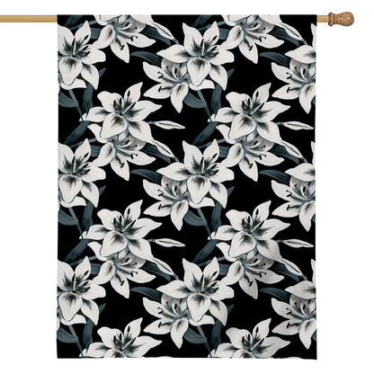 Lily Floral Pattern Print House Flag
