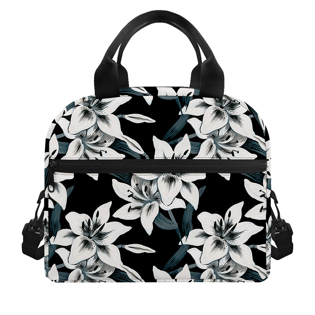 Lily Floral Pattern Print Insulated Lunch Bag