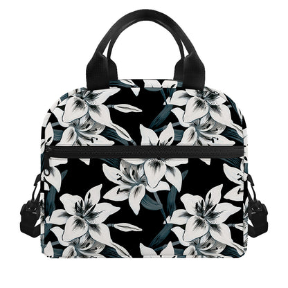 Lily Floral Pattern Print Insulated Lunch Bag
