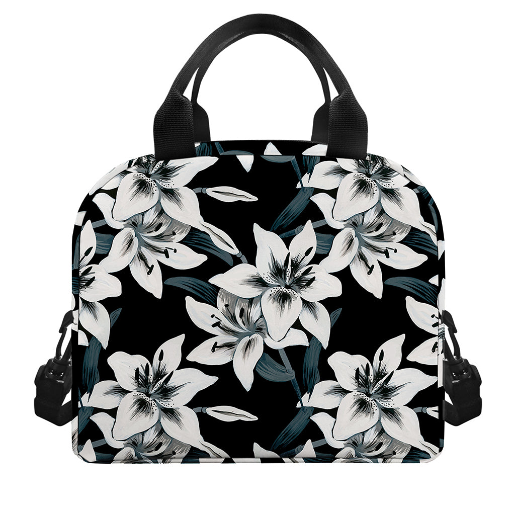 Lily Floral Pattern Print Insulated Lunch Bag